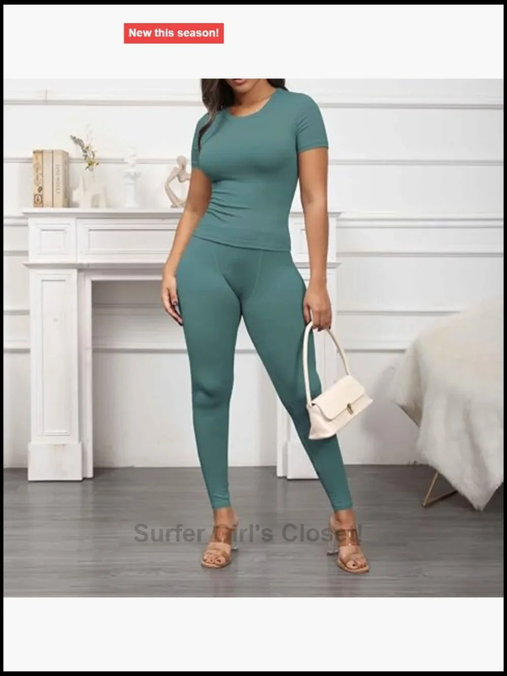 2 Piece Sets for Women Summer Casual Jogger Workout Fitted Crew Neck Tee High